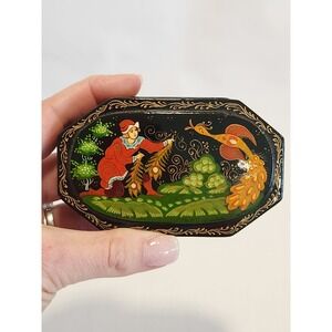Russian Palekh Lacquer Box 4" x 2.5" Zhar Pritsa Firebird Trinket Box Lovely‎